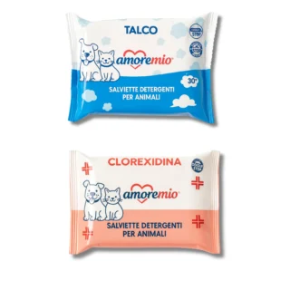 Lingettes Nettoyantes Amoremio – Talc & Clorexidina