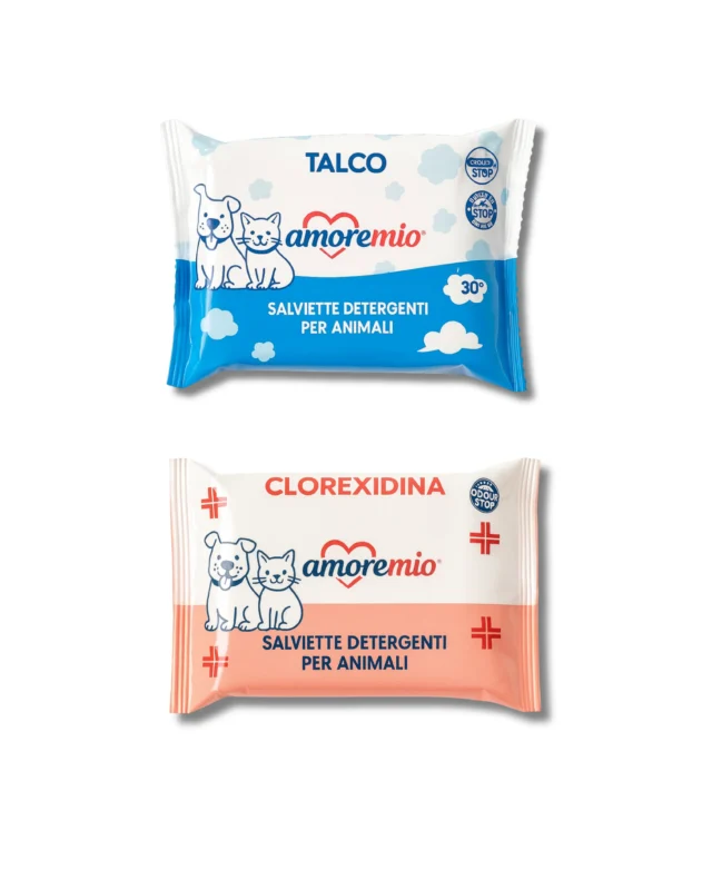 Lingettes Nettoyantes Amoremio – Talc & Clorexidina