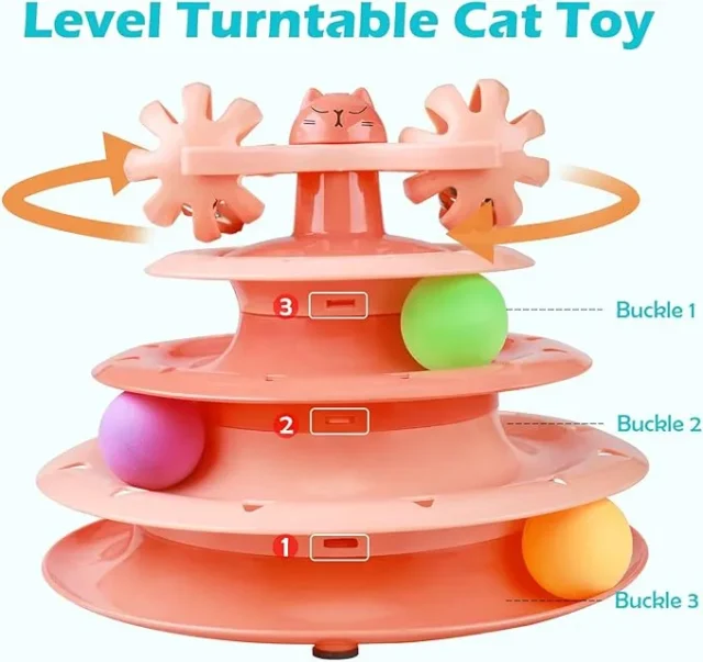 Jouet Interactif à Balles Rotatives pour Chat – Tour à 3 Niveaux – Image 4