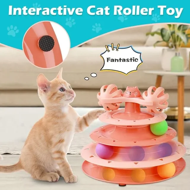 Jouet Interactif à Balles Rotatives pour Chat – Tour à 3 Niveaux – Image 2